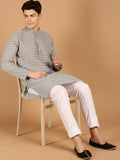 SOJANYA Geometrik Sulam Benang Kerja Pure Cotton Kurta