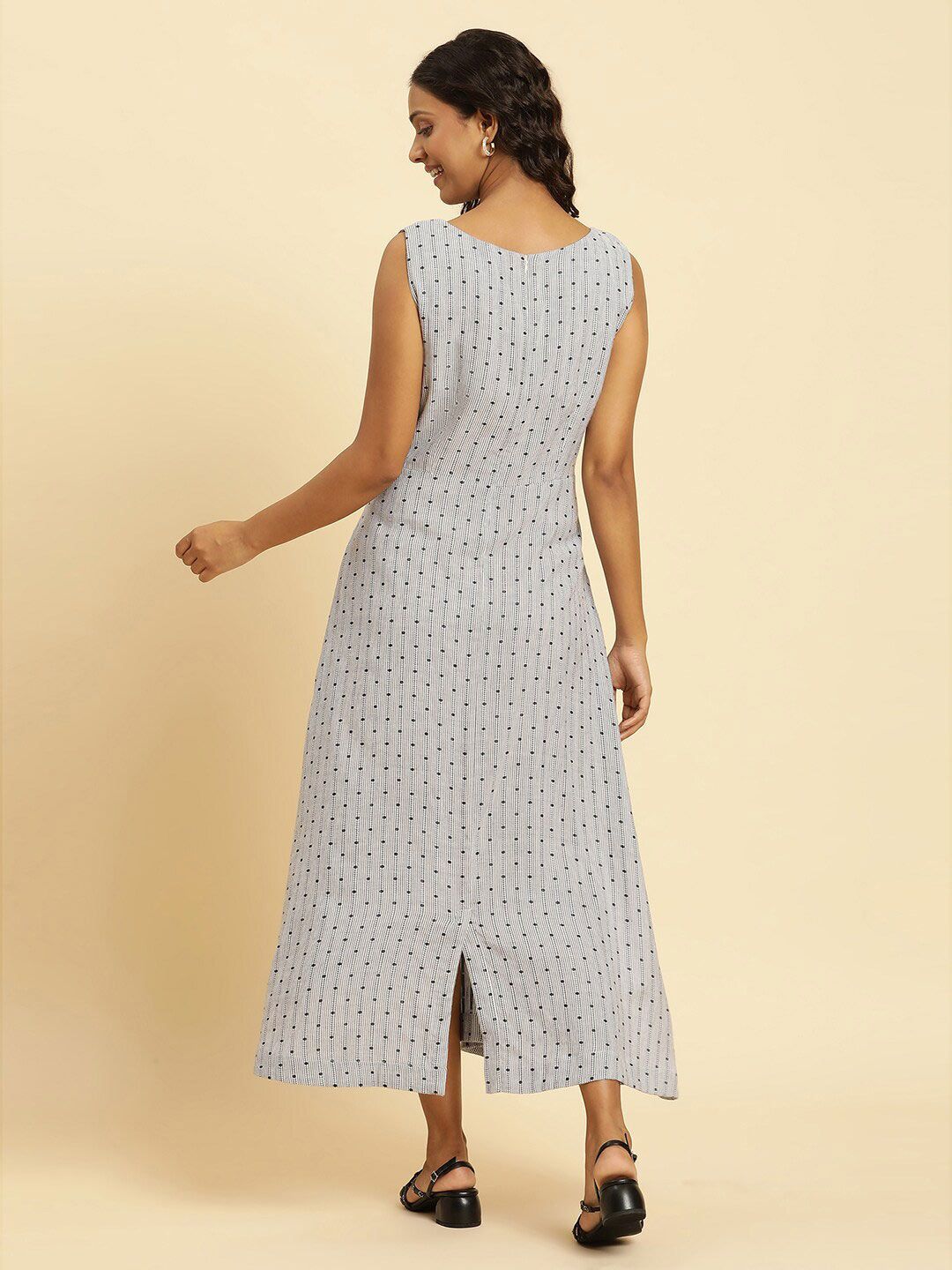 W Striped A-Line Maxi Pure Cotton Dress
