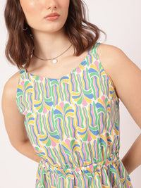 DressBerry Flirty Fusion Printed Tie-Up Back A-Line Mini Dress