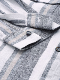 The Indian Garage Co Men Slim Fit Striped Double Flap Casual Shirt