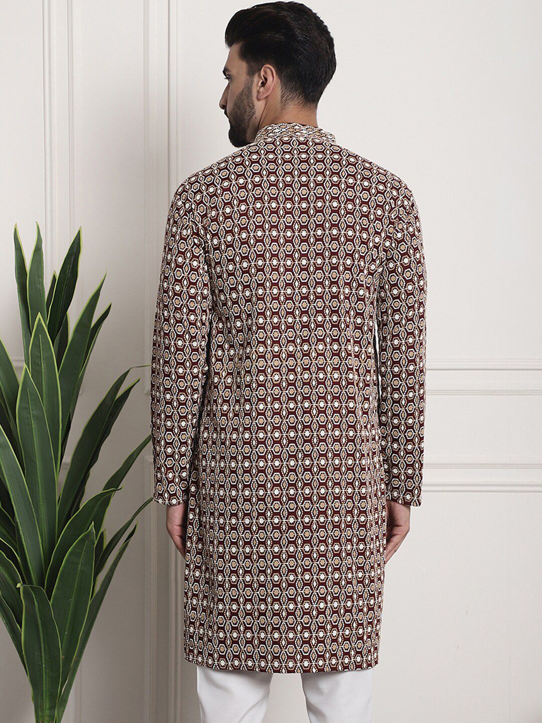 SOJANYA Kurta Kolar Mandarin Sulam Geometrik