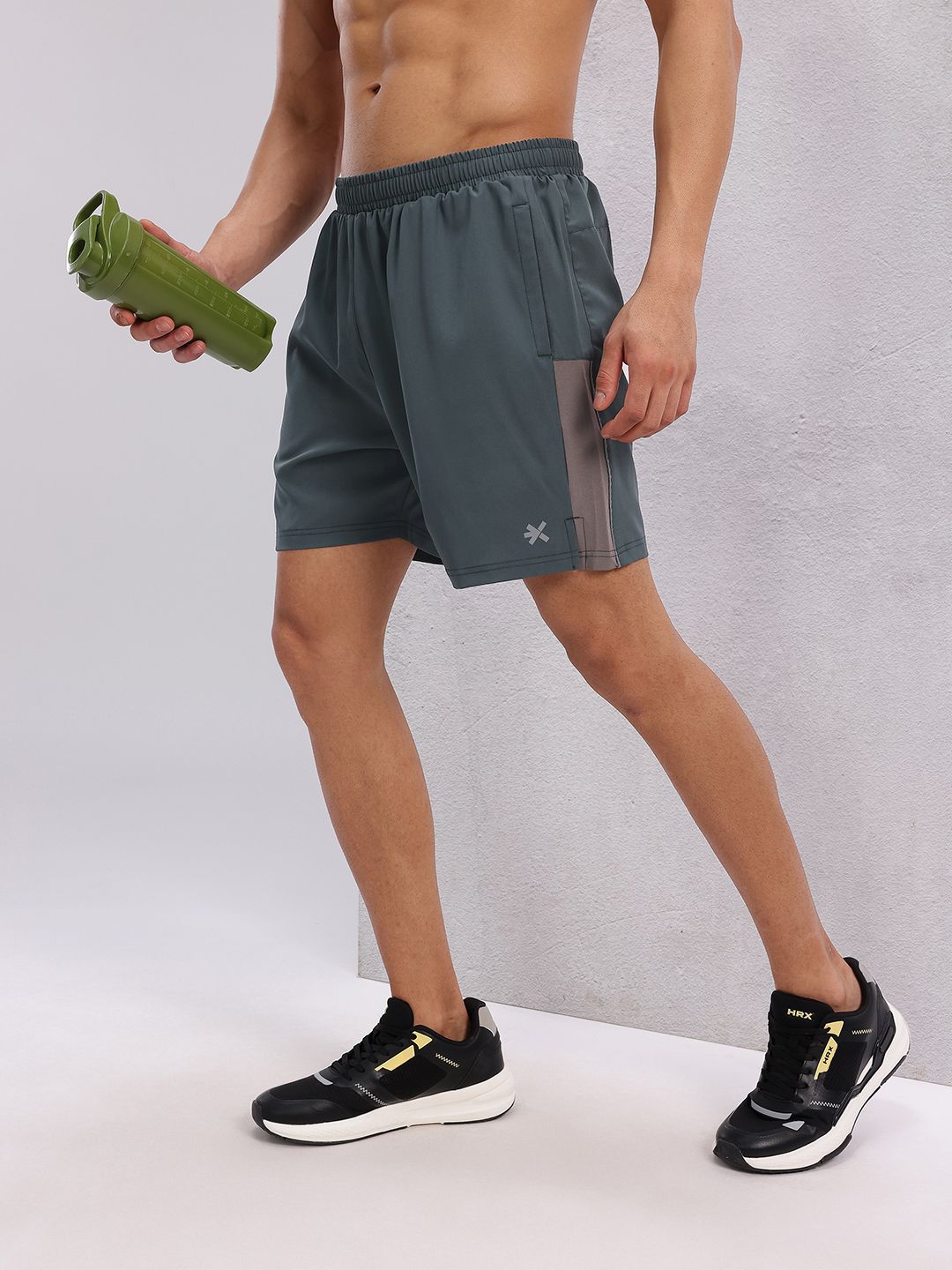 HRX by Hrithik Roshan Men Mid-Rise Colourblocked Detail Rapid-Dry Running Shorts