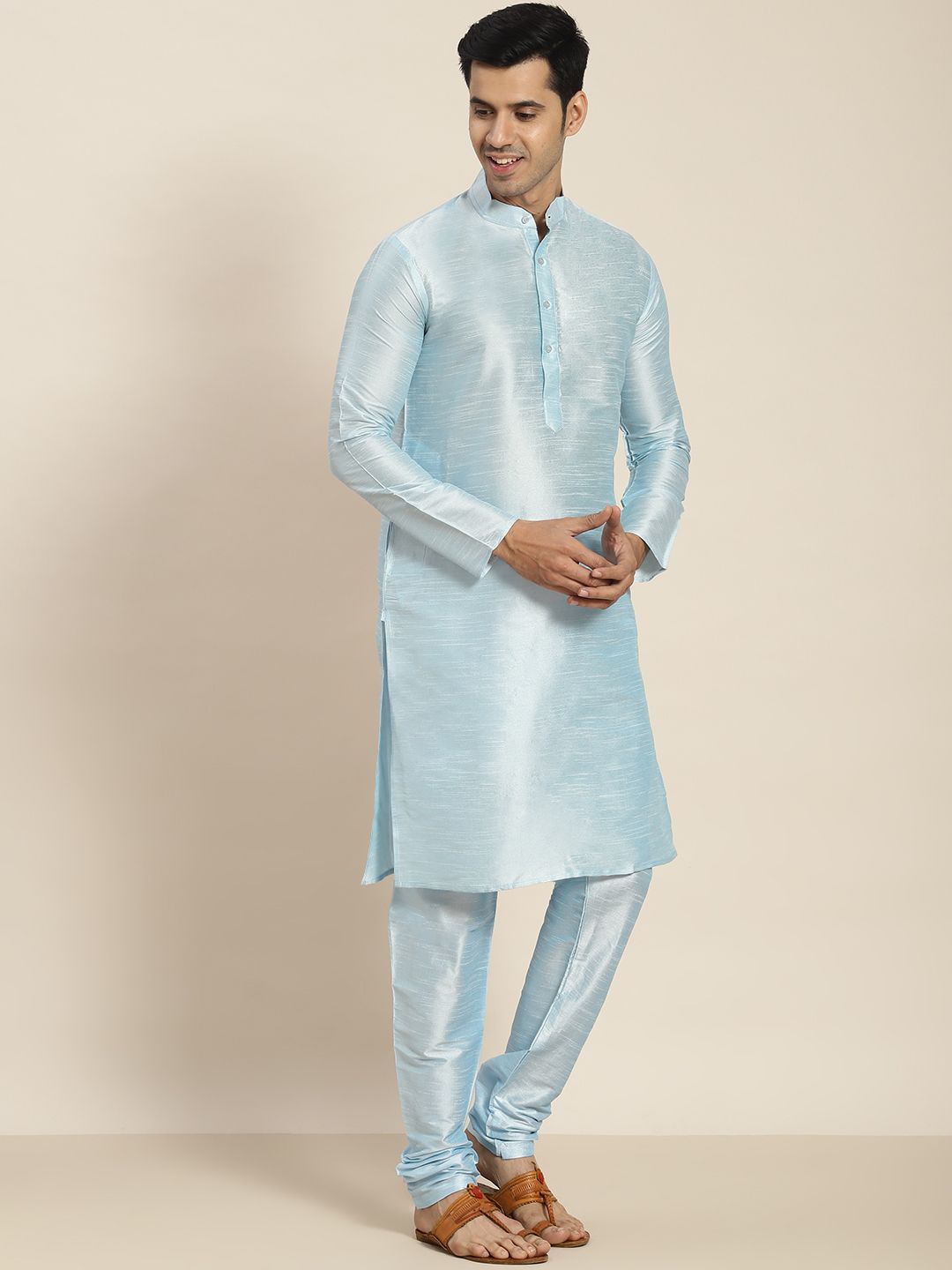 SOJANYA Men Woven Design Kurta with Churidar with Nehru Jacket