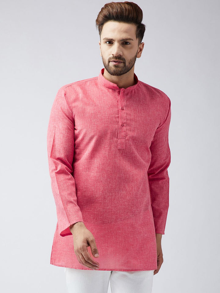 SOJANYA Men Red Woven Design Short Kurta