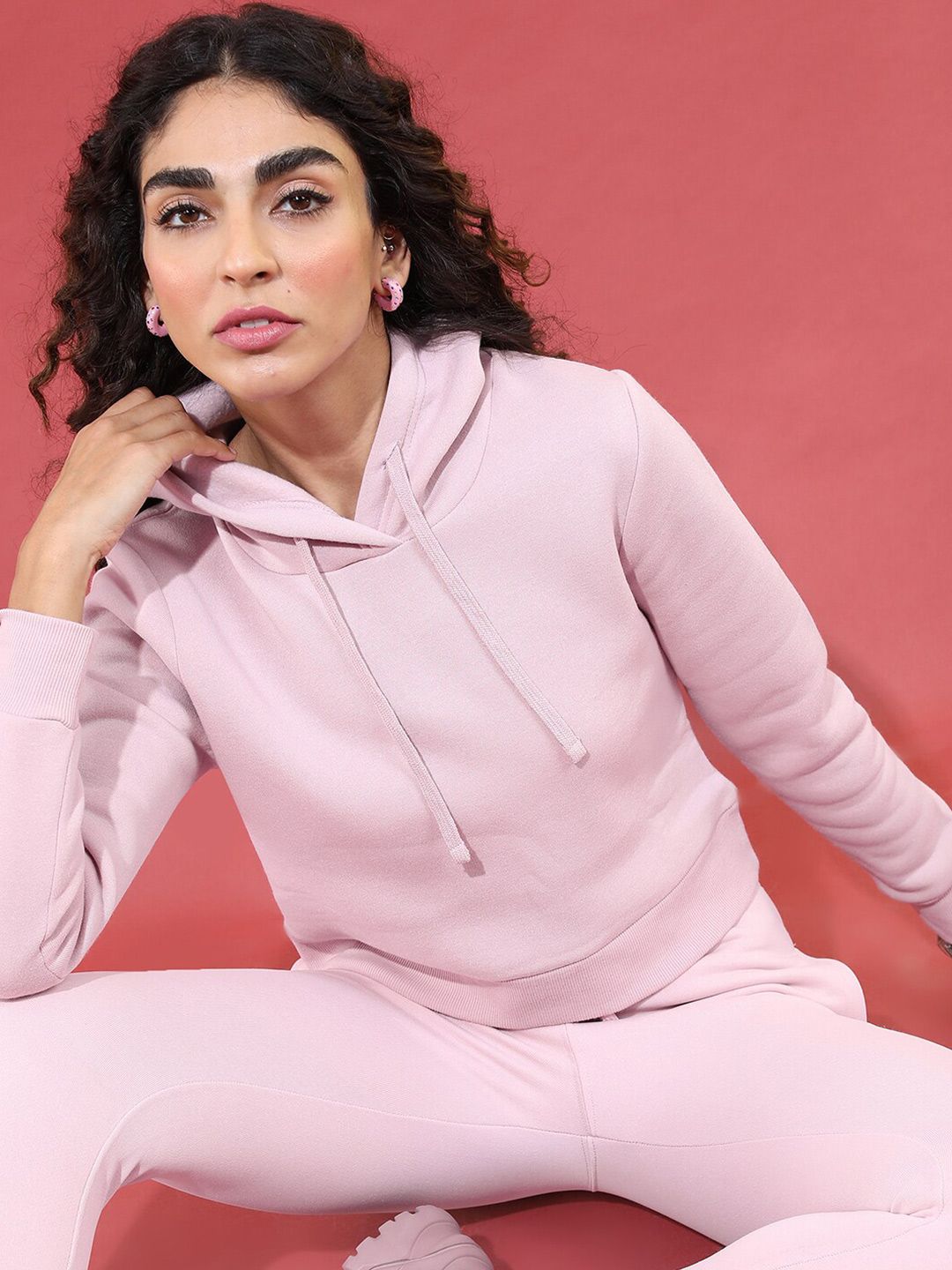 Tokyo Talkies Wanita Lavender Hooded Sweatshirt