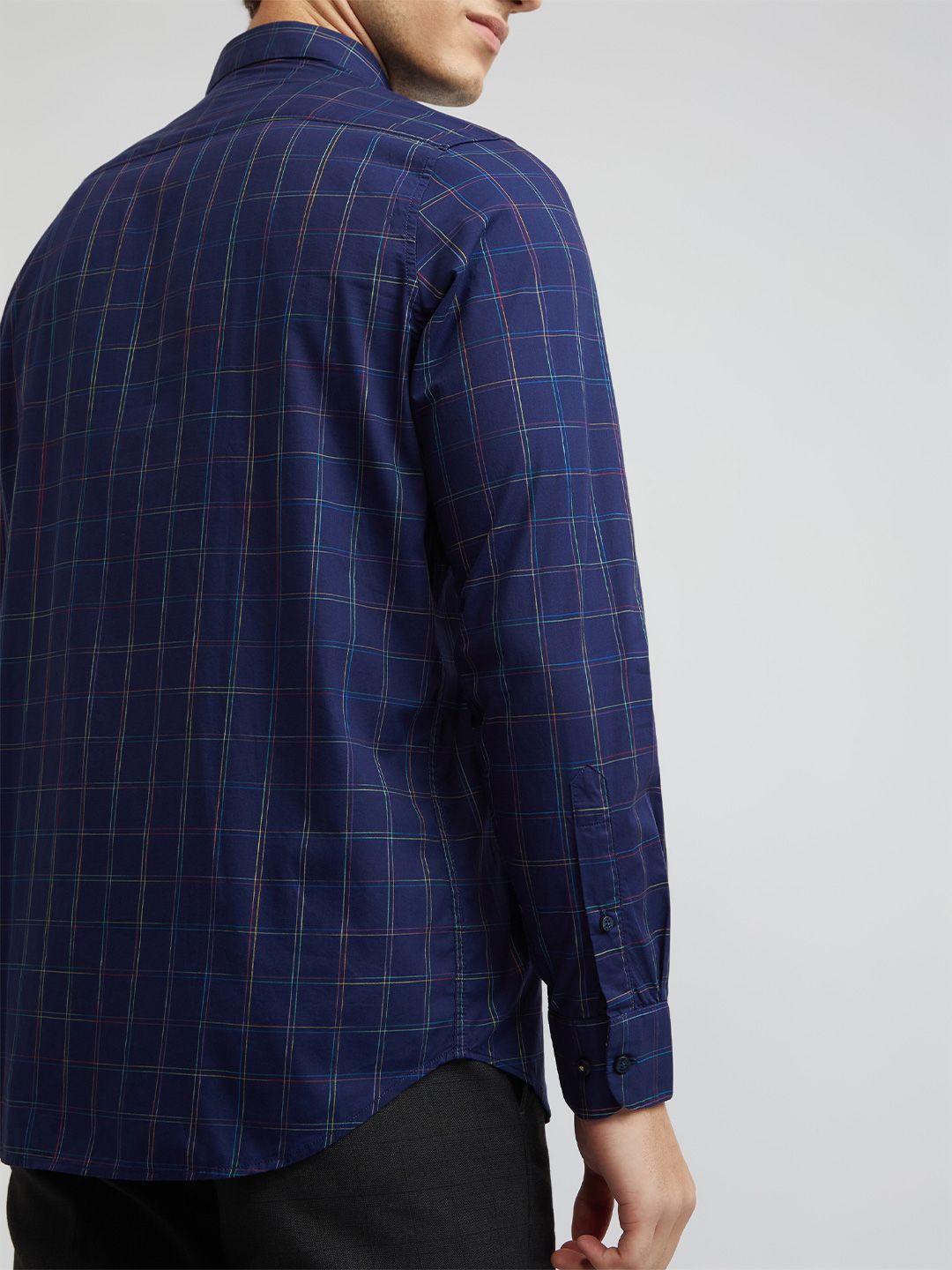 Raymond Men Blue Checked Pure Cotton Shirt