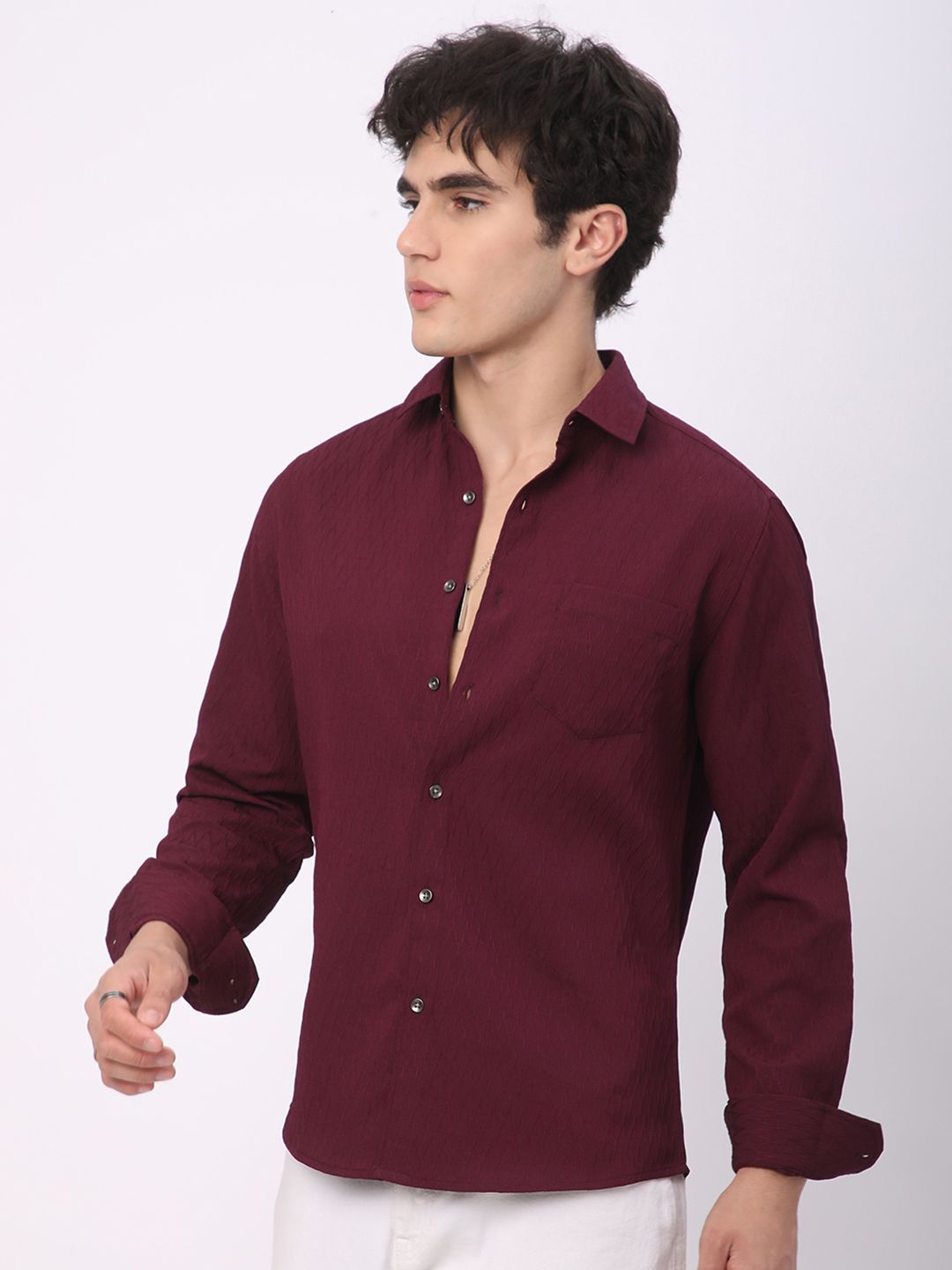 VASTRADO Men Classic Slim Fit Opaque Casual Shirt