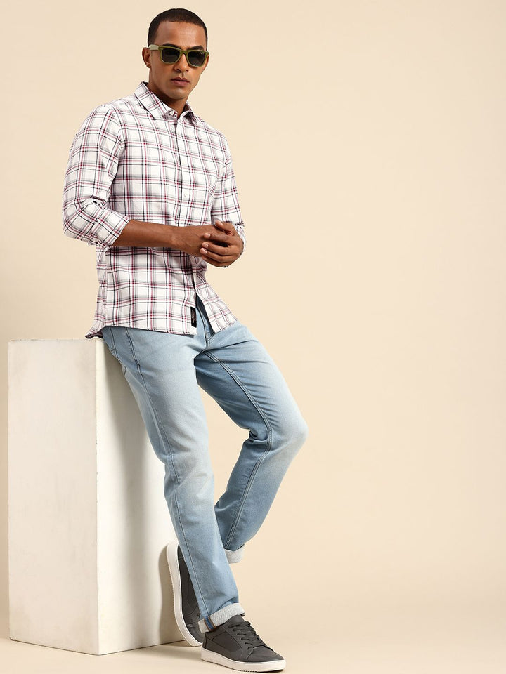 Being Human Slim Fit Opaque Pure Cotton Checked Casual Shirt