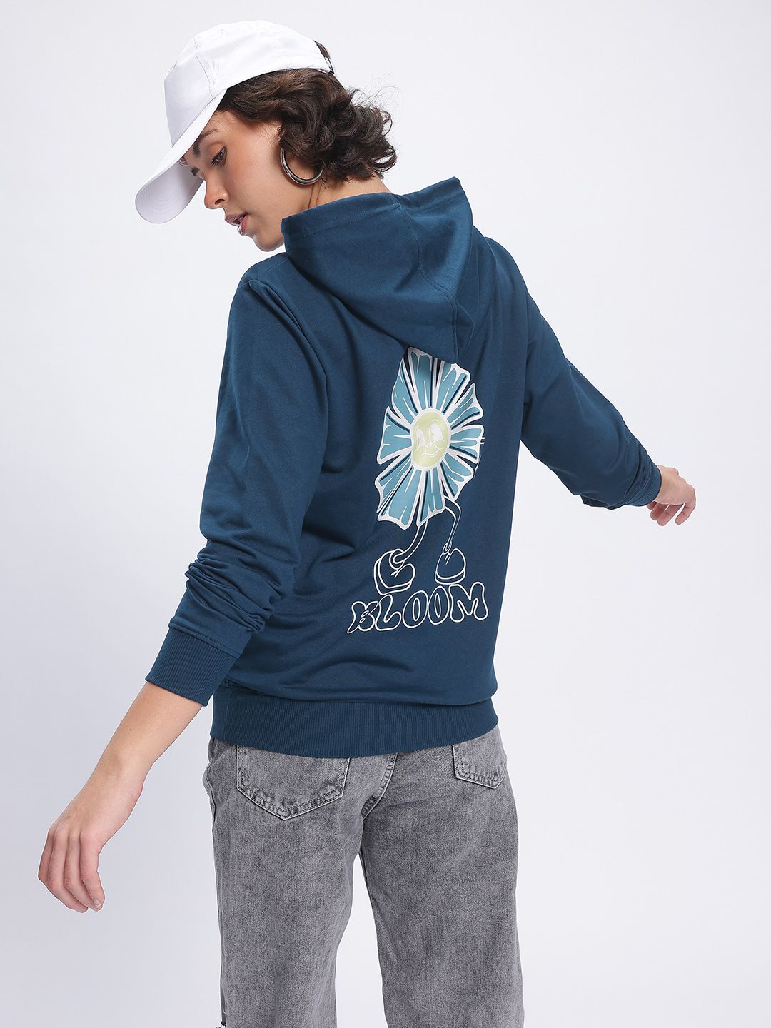 DressBerry Retro Blooms Printed Hooded Sweatshirt