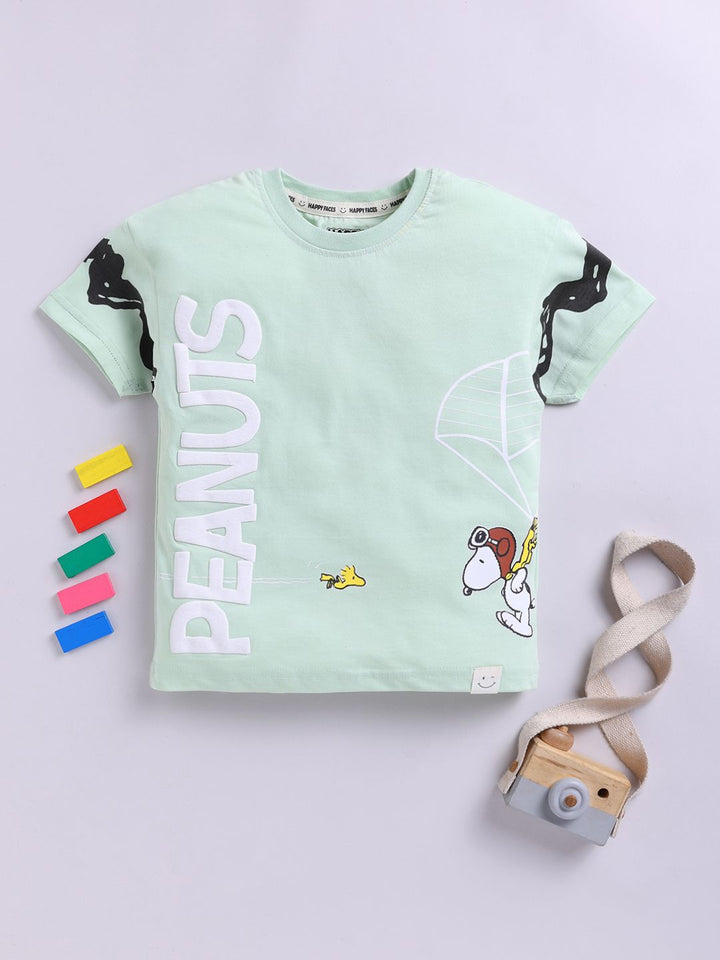 Happy Faces Boys Peanuts Printed Pure Cotton T-shirt