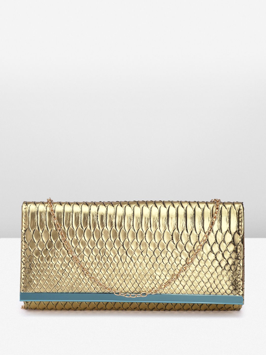 Lino Perros Women Snake Skin Textured Foldover Clutch