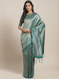Saree mall Teal Green & Golden Woven Design Banarasi Saree