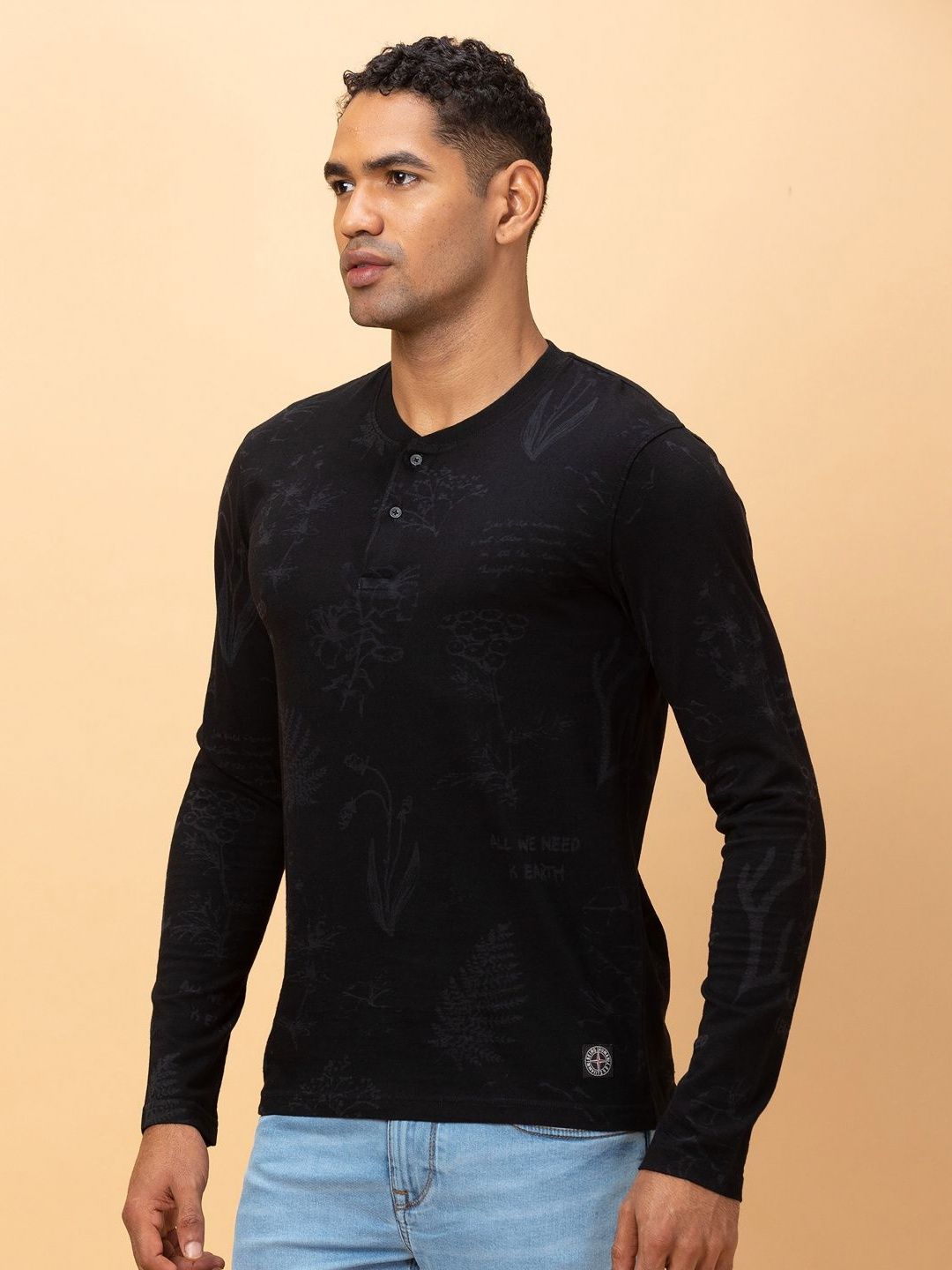 Being Human Men Henley Neck Pockets T-shirt