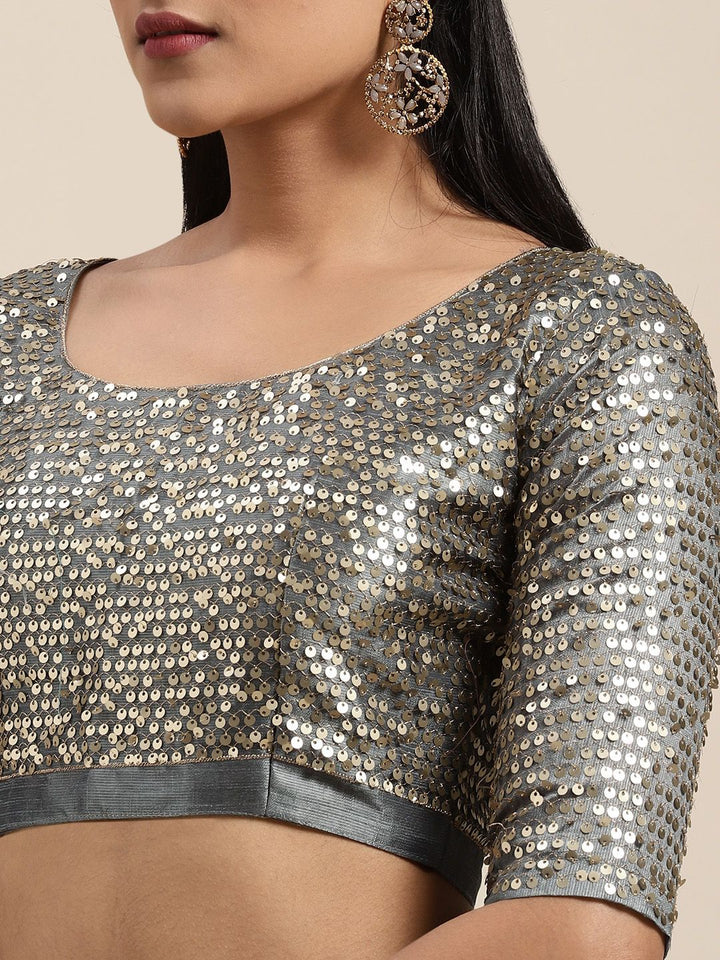 Saree mall Grey Striped Satin Saree