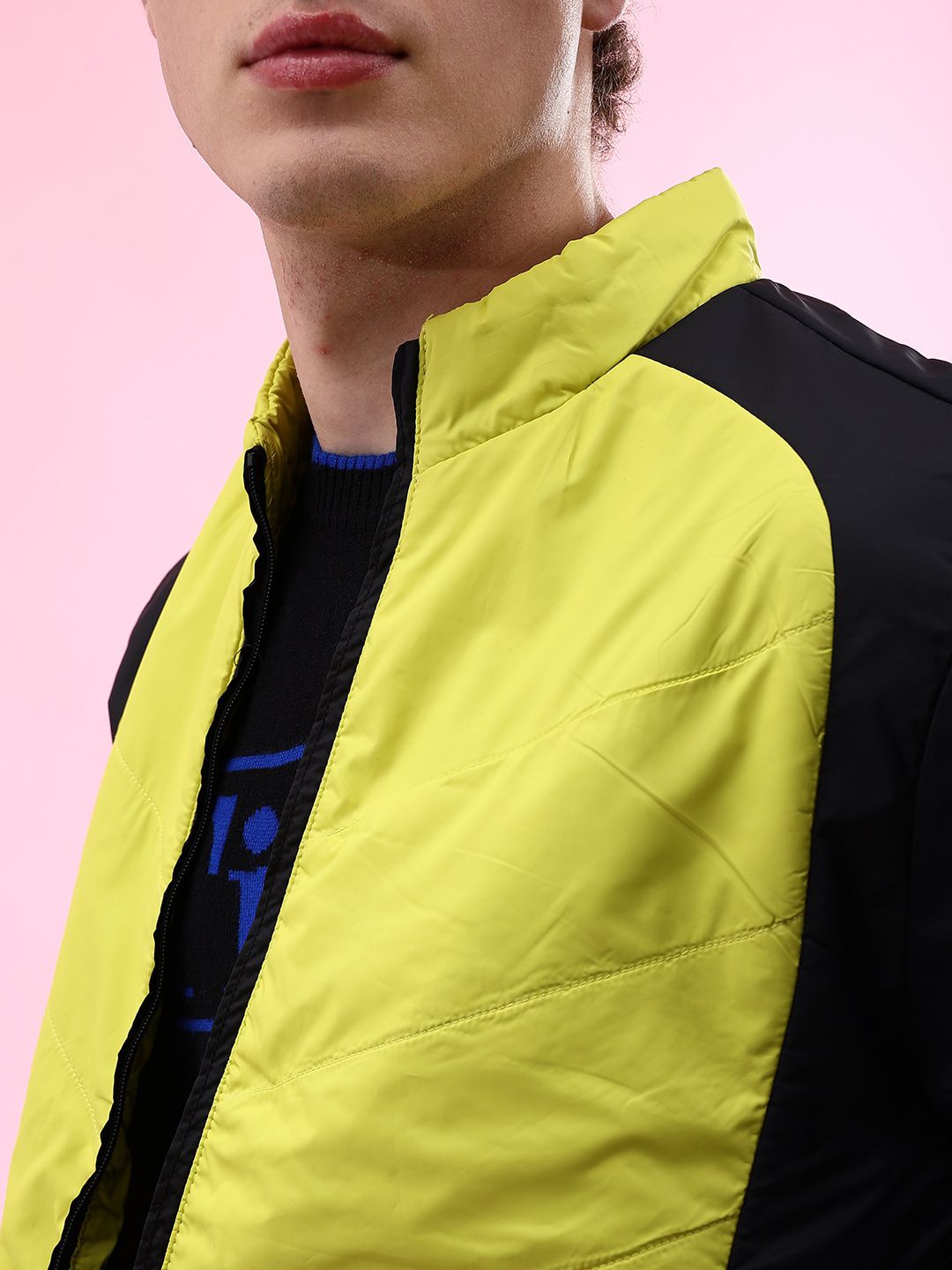 The Indian Garage Co Men Colourblock Zip-Front Regular Fit Bomber Jacket