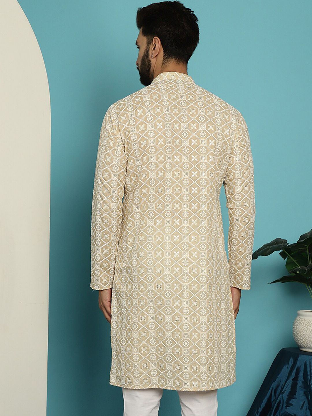 SOJANYA Kurta Kapas Tulen Bersulam Bunga Labuci