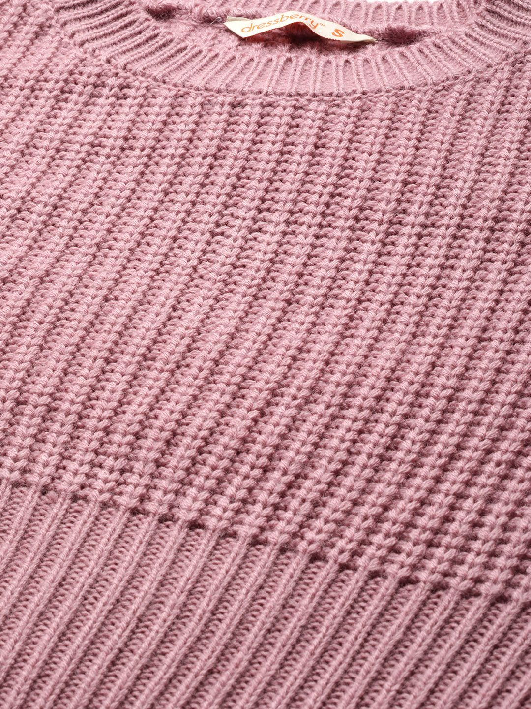 DressBerry Women Pink Self Design Pullover