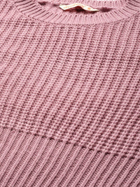 DressBerry Women Pink Self Design Pullover
