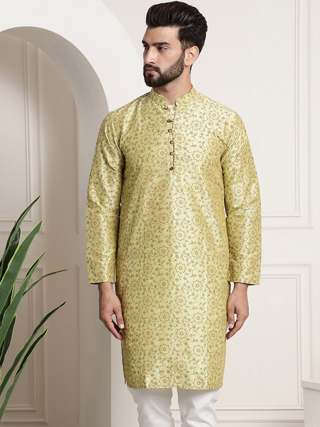 SOJANYA Floral Printed Silk Cotton Kurta
