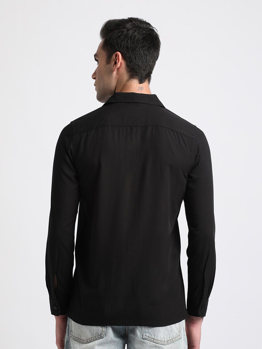 THE BEAR HOUSE Slim Fit Cuban Collar Long Sleeve Casual Shirt