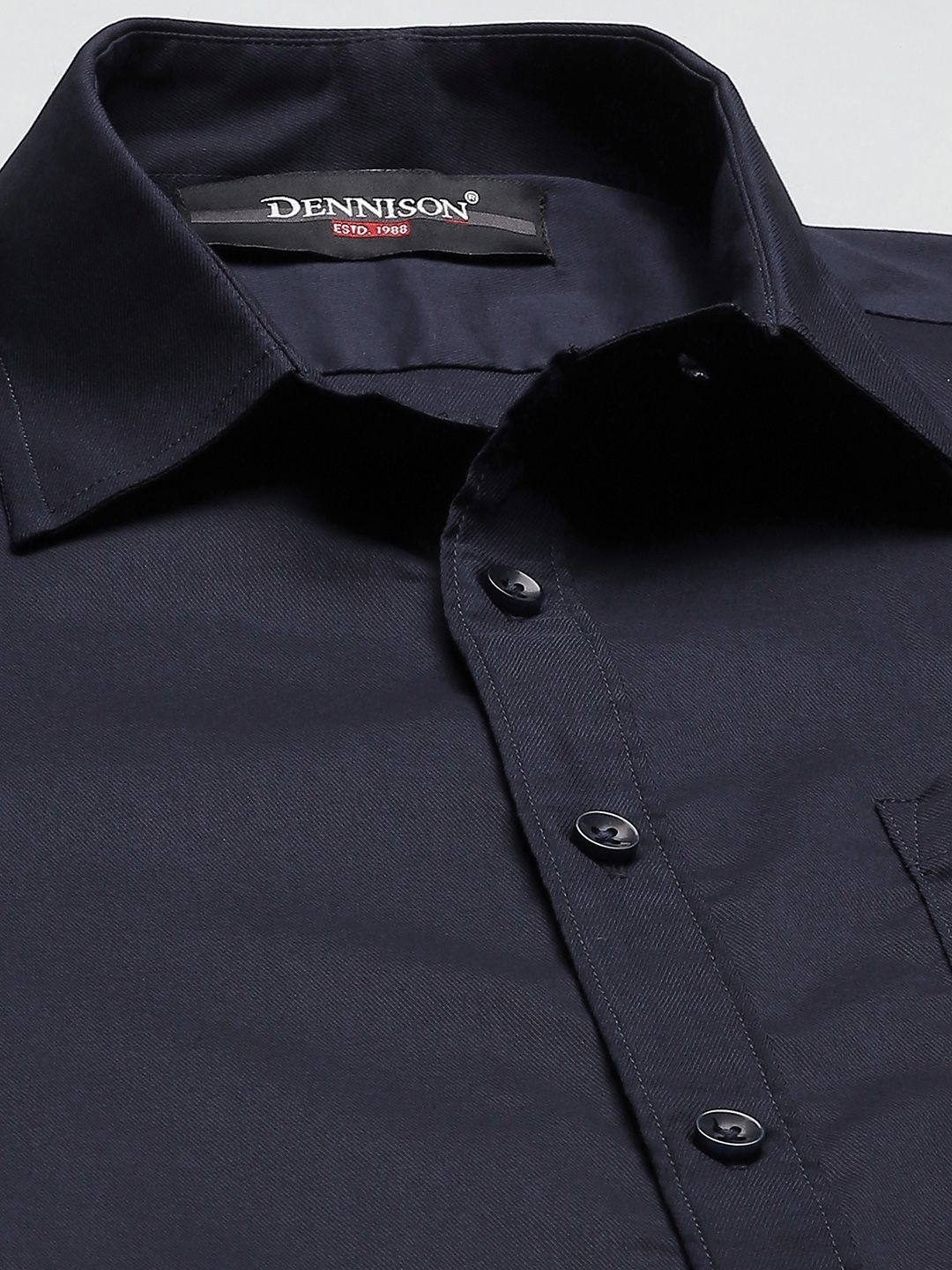 DENNISON Men Navy Blue Smart Slim Fit Stretchable Lycra Formal Shirt