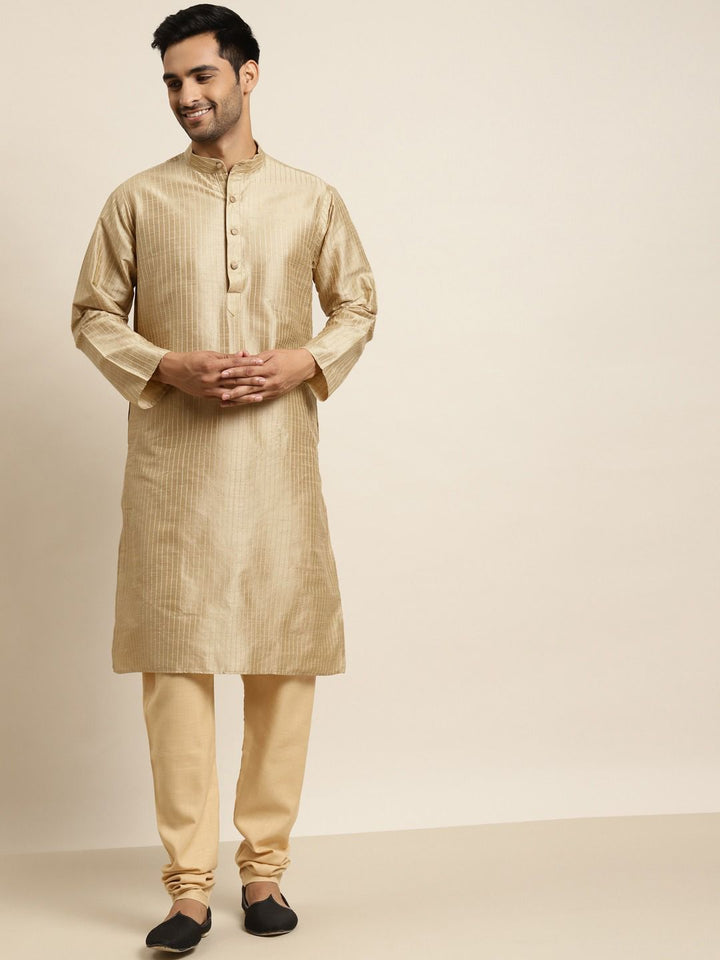 SOJANYA Kurta Kerja Benang Berjalur Kolar Mandarin