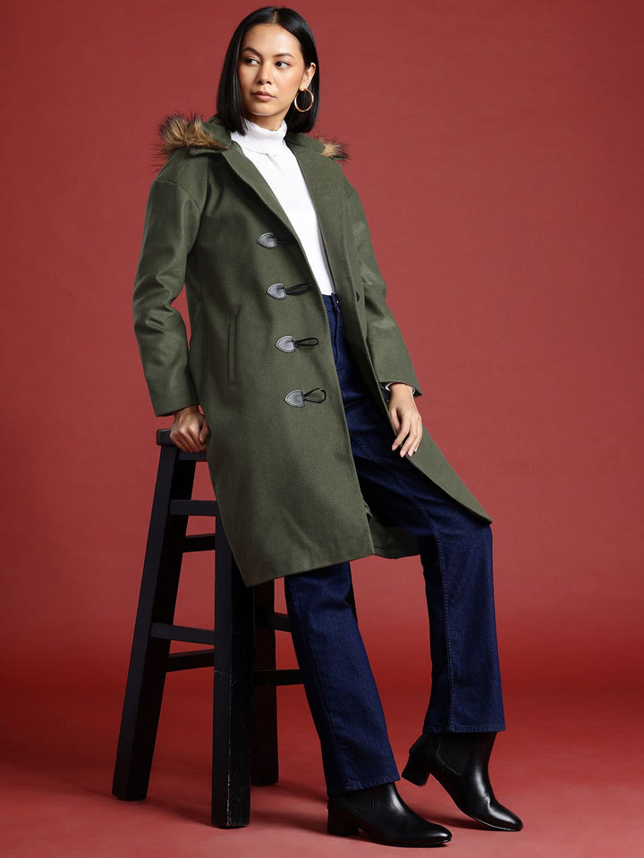 all about you Faux Fur Trim Toogle Closure Parka Coat