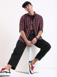 HIGHLANDER Slim Fit Tartan Checks Casual Shirt