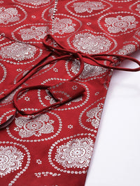 Anouk Ethnic Motifs Foil Printed Wrap Style A-Line Midi Ethnic Dress