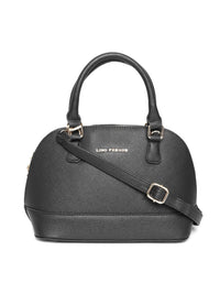 Lino Perros Black Solid Handheld Bag with Detachable Sling Strap