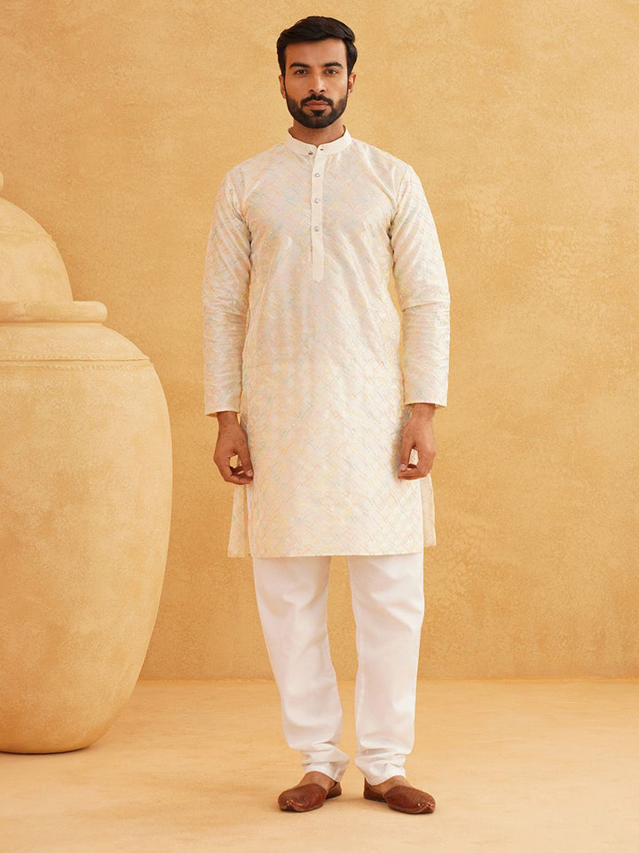 SOJANYA Kurta Kolar Band Bersulam Geometrik