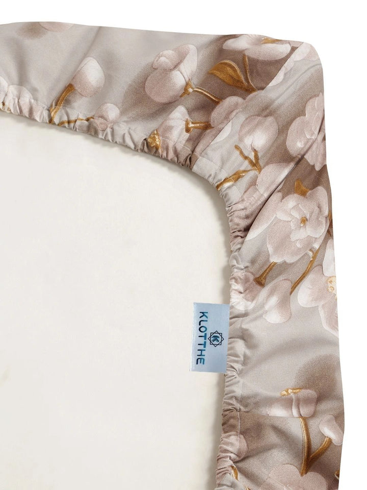Moda Rapido X KLOTTHE Berwarna Krim & Bunga Coklat 300 TC Cadar King dengan 2 Sarung Bantal