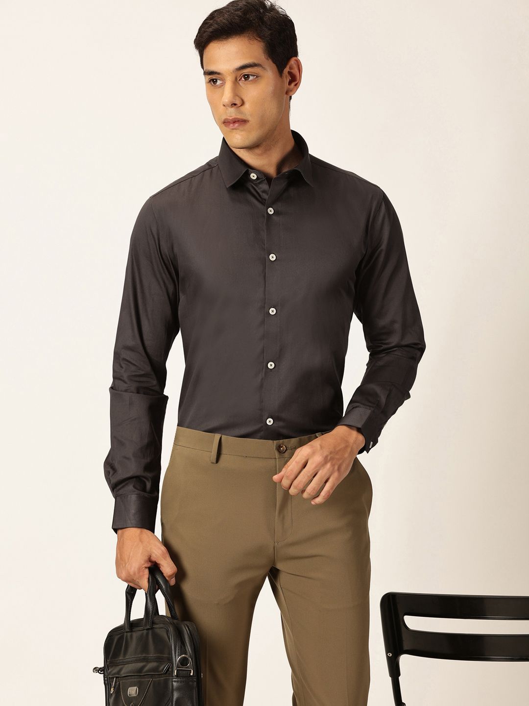 Thomas Scott Men Cotton Premium Slim Fit Opaque Formal Shirt