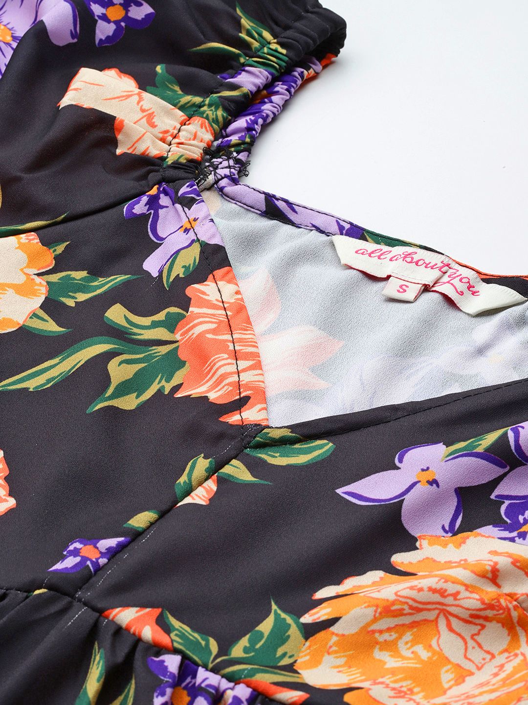 all about you Floral Print Puff Sleeves A-Line Dress