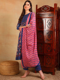 KALINI Ethnic Motifs Printed A-Line Kurta With Trousers &  Dupatta