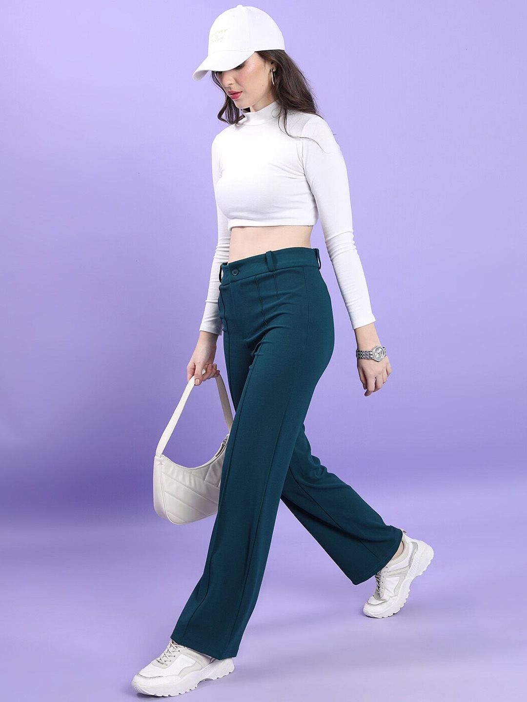 CHIC BY TOKYO TALKIES Women High-Rise Straight Fit Trousers