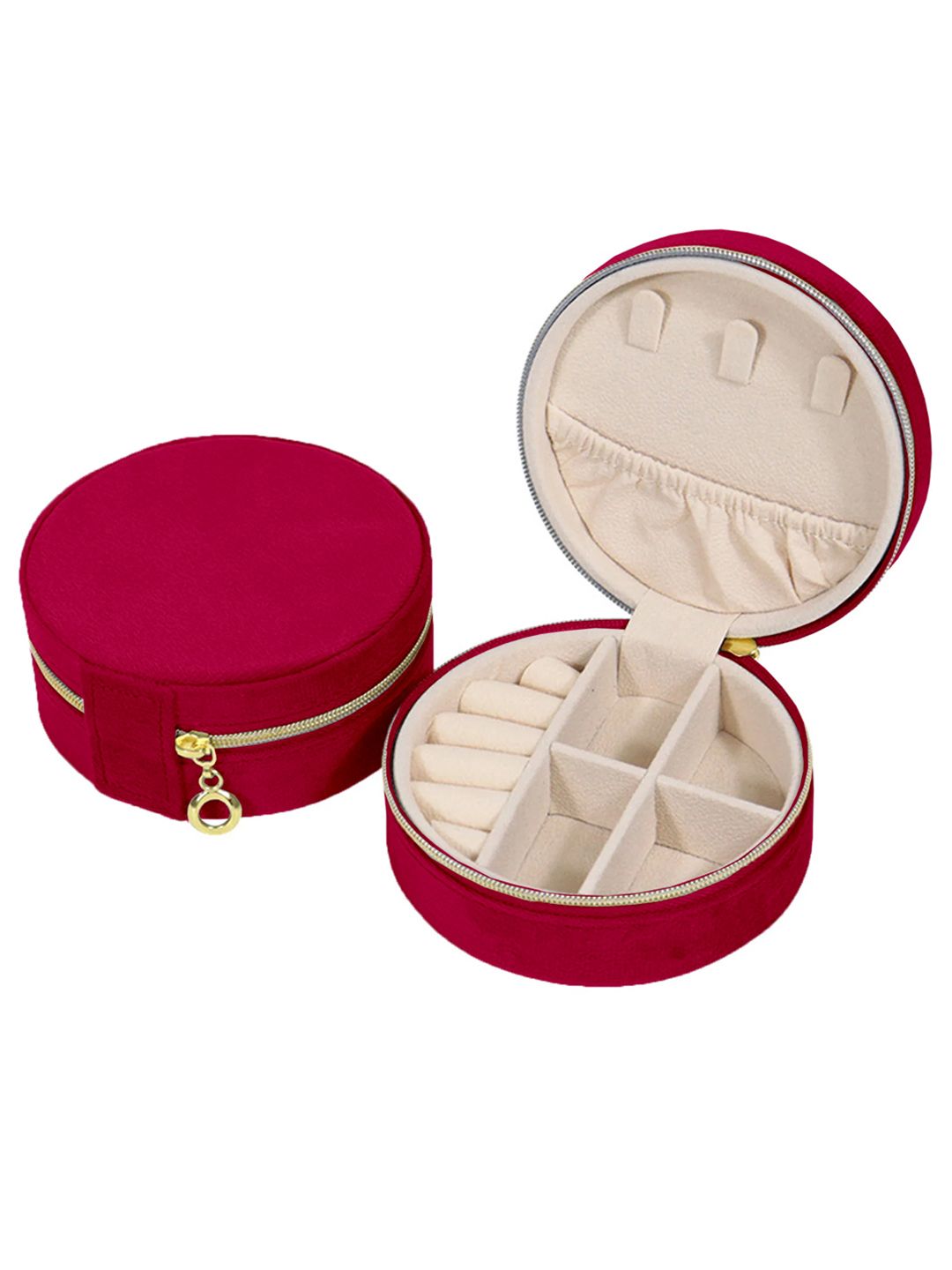 Cortina Maroon Zipper Portable Jewellery Storage Organiser