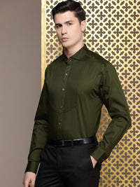 House of Pataudi Pure Cotton Pleated Wingtip Collar Party Shirt