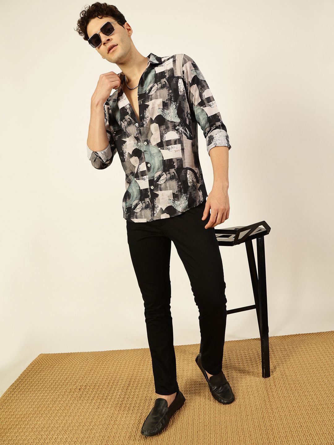 Thomas Scott Men Premium Slim Fit Opaque Club Wear Printed Casual Shirt