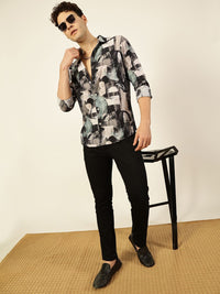 Thomas Scott Men Premium Slim Fit Opaque Club Wear Printed Casual Shirt