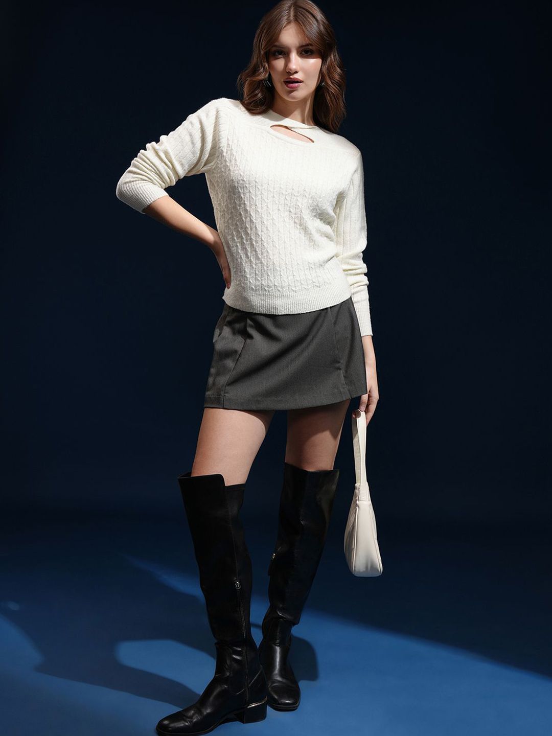 Tokyo Talkies Women Cable Knit Pullover Sweater