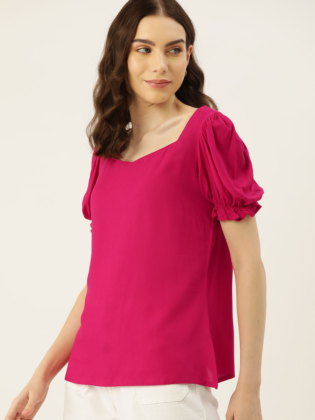 DressBerry Sweetheart Neck Puff Sleeve Top