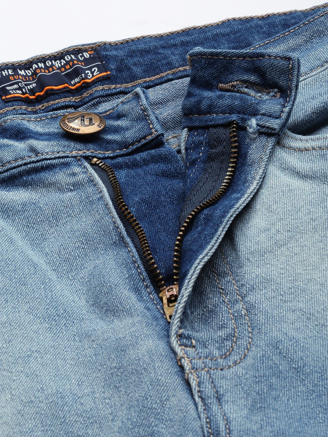 The Indian Garage Co Men Carrot Fit Heavy Fade Acid Wash Jeans