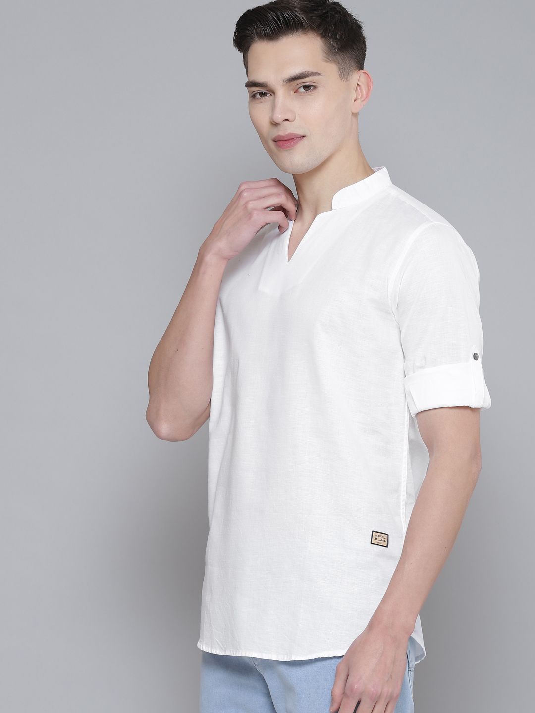 Dennison Men White Comfort Fit kurta