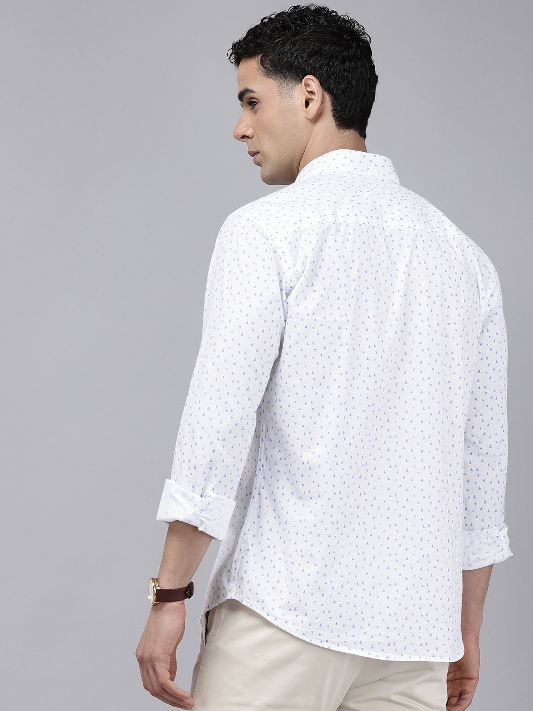 Park Avenue Slim Fit Opaque Geometric Printed Pure Cotton Casual Shirt