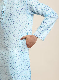 Anug by SOJANYA Men Blue Floral Printed Kurta