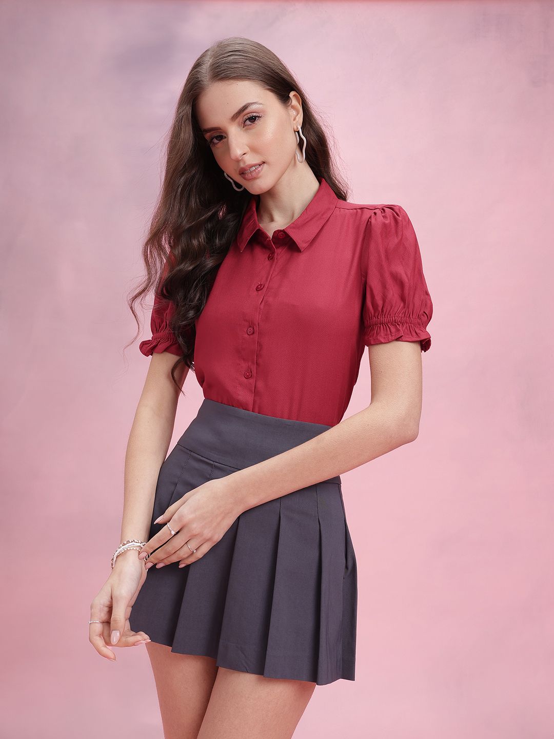 DressBerry Puff Sleeves Casual Shirt
