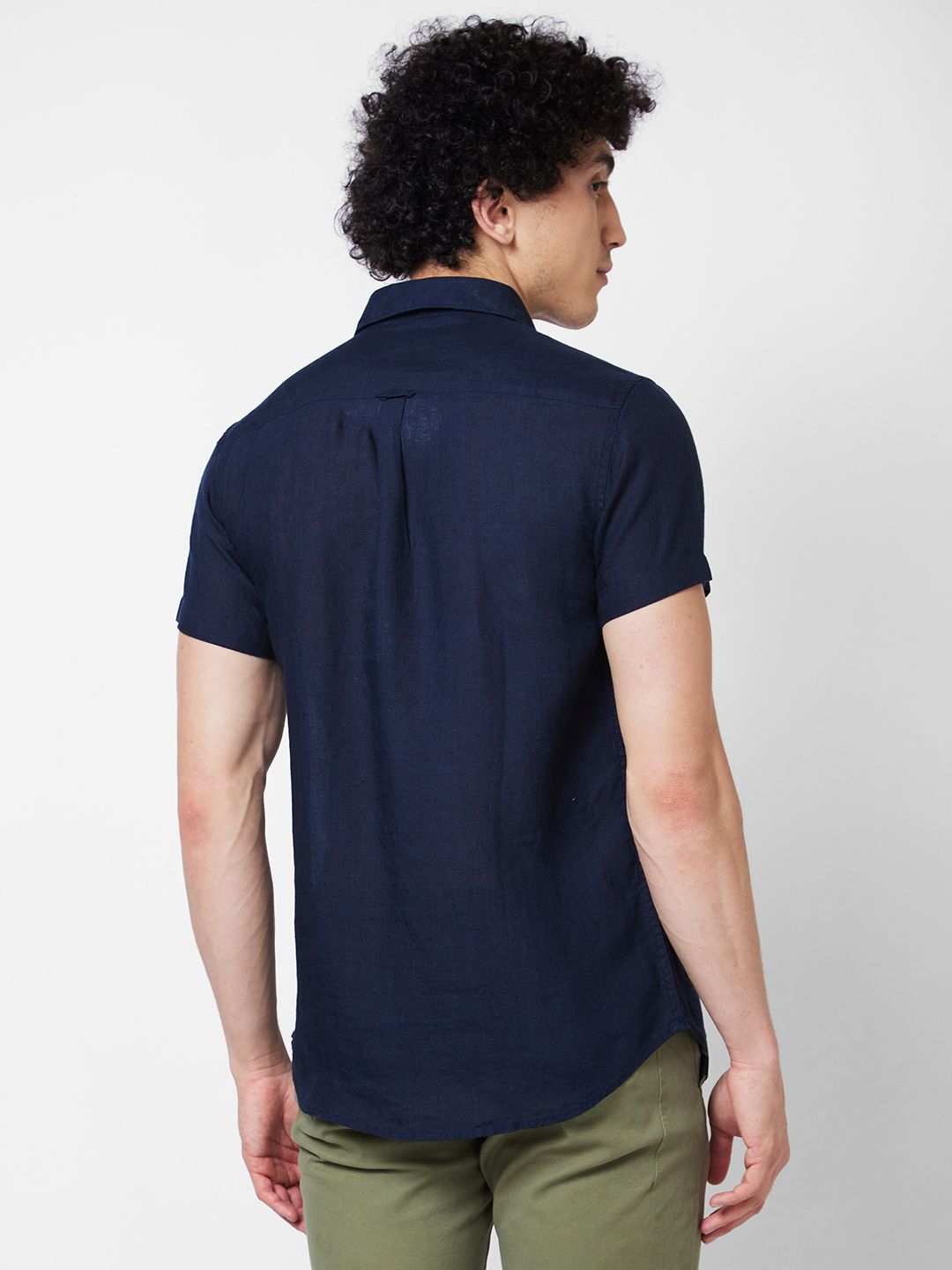 SPYKAR Spread Collar Linen Casual Shirt