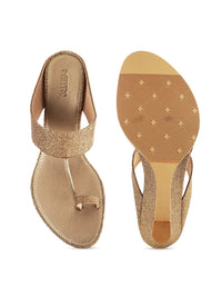 Metro Women Gold-Toned Embellished Wedges
