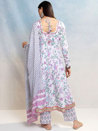Vishudh Women Floral Printed Regular Pure Cotton Kurta with Trousers & With Dupatta
